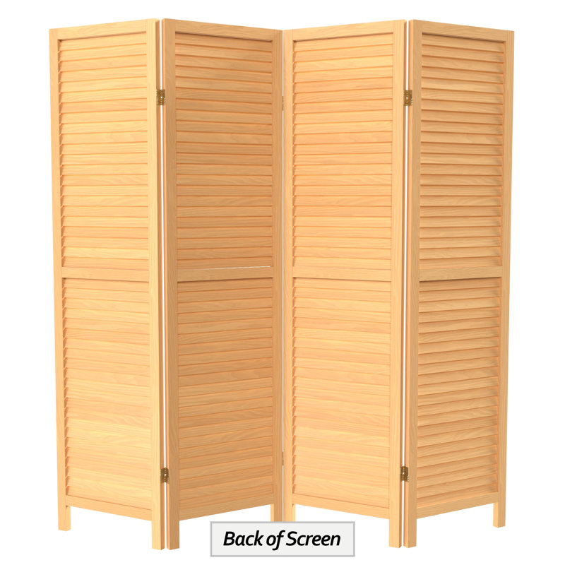 6 Ft. Tall Wooden Louvered Room Divider Walnut 3 Panel, 4, Natural