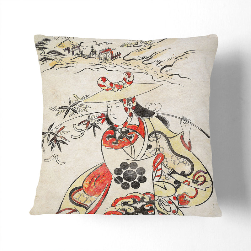 Sawamura Kodenji by Torii Kiyonobu Cushion with Filling, 55cm H x 55cm W x 20cm D, White