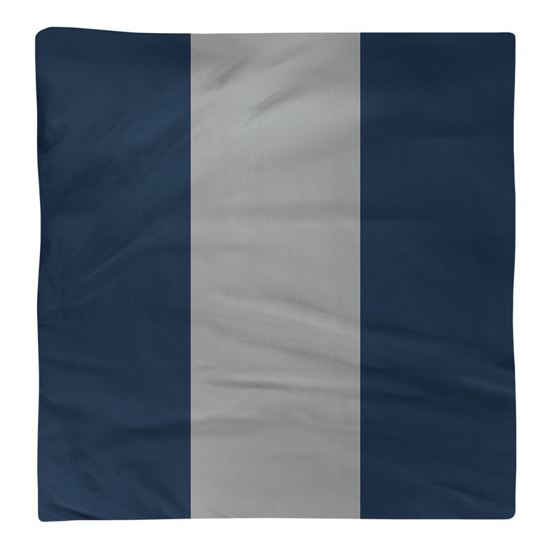 Striped Square Napkin, 10" W x 10" L, Midnight Blue/Moonlight Grey/Midnight Blue, Cotton Twill