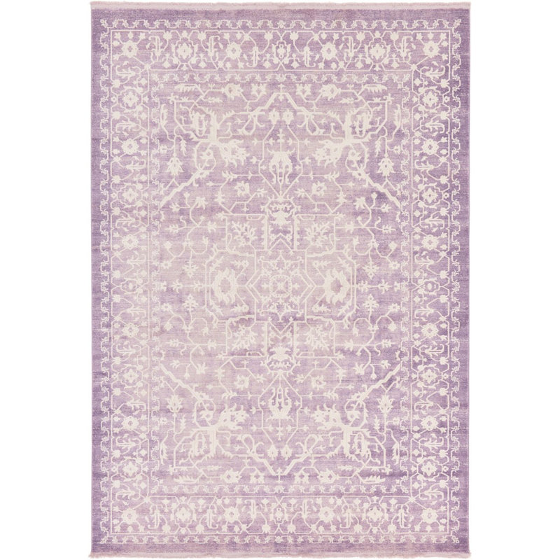 Tapis lilas à motif géométrique Pharaoh, Rectangle 5 pi x 8 pi