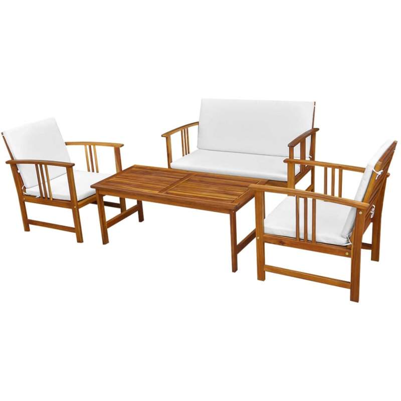 Ensemble de salle à manger de jardin en bois d'acacia massif brun avec finition en bois naturel