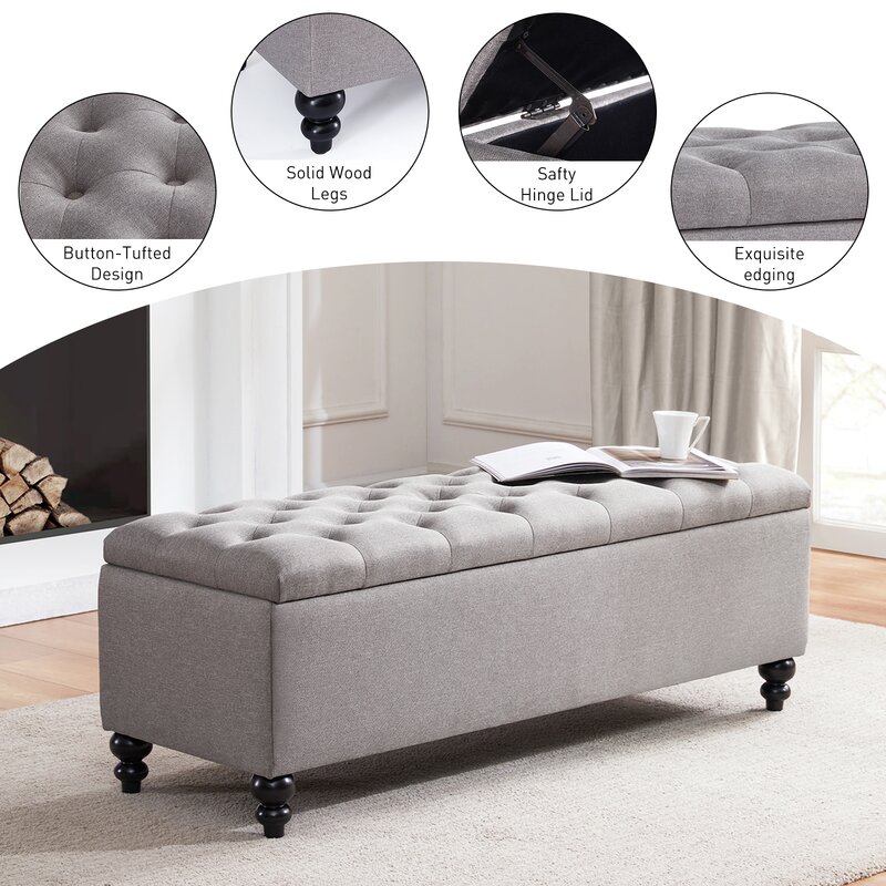 Darby Home Co Katz Polyester Upholstered Storage Bench & Reviews | Wayfair