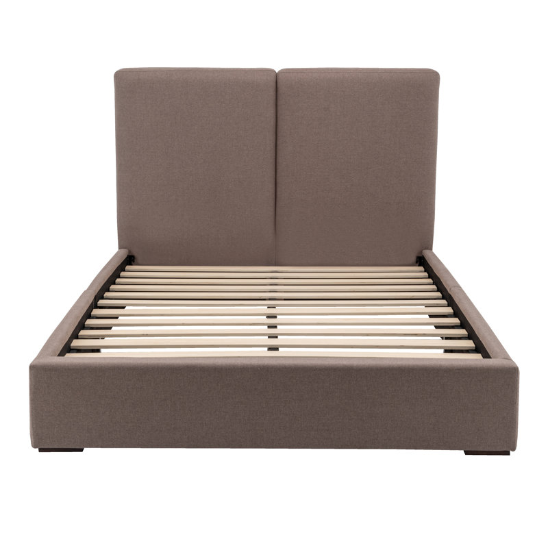 Upholstered Bed - Queen Size - Natural Performance Fabric With Recycled Polyester, Latte Brown