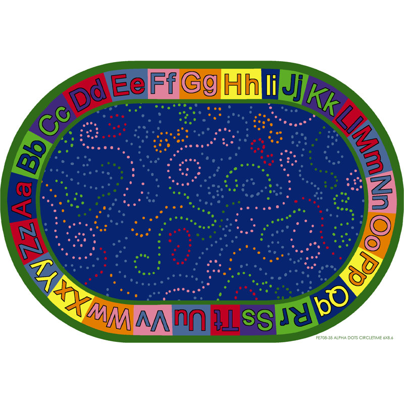 Oval 6' x 8'6" Multicolor Nylon Kids Educational Area Rug