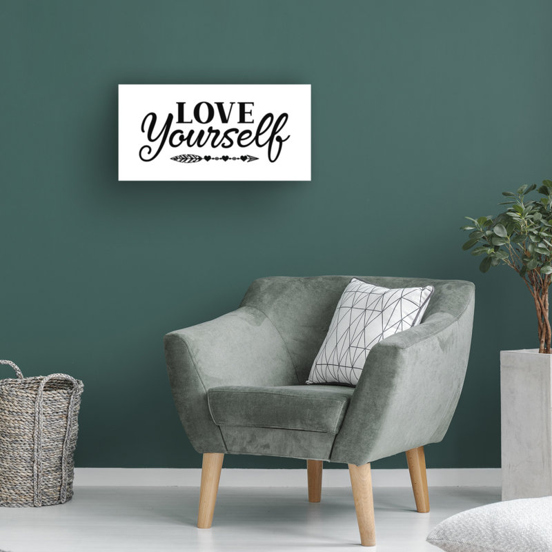 «Audre Good Vibes Typographie E» par Jean Plout - art textuel sur toile tendue, H 10 po x l 19 po x P 2 po