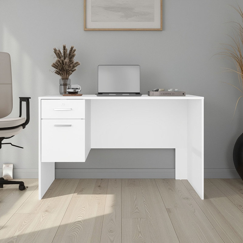 Bureau, 2 tiroirs, blanc