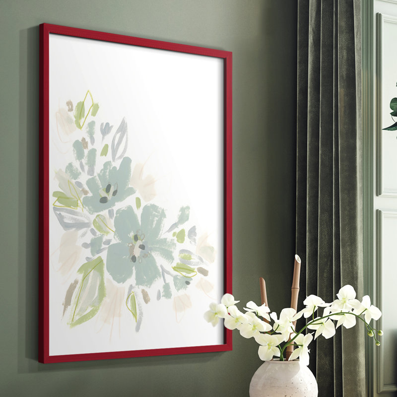 «Seafoam Petals I», reproduction encadrée - bois massif, H 10 po x l 8 po, Rouge