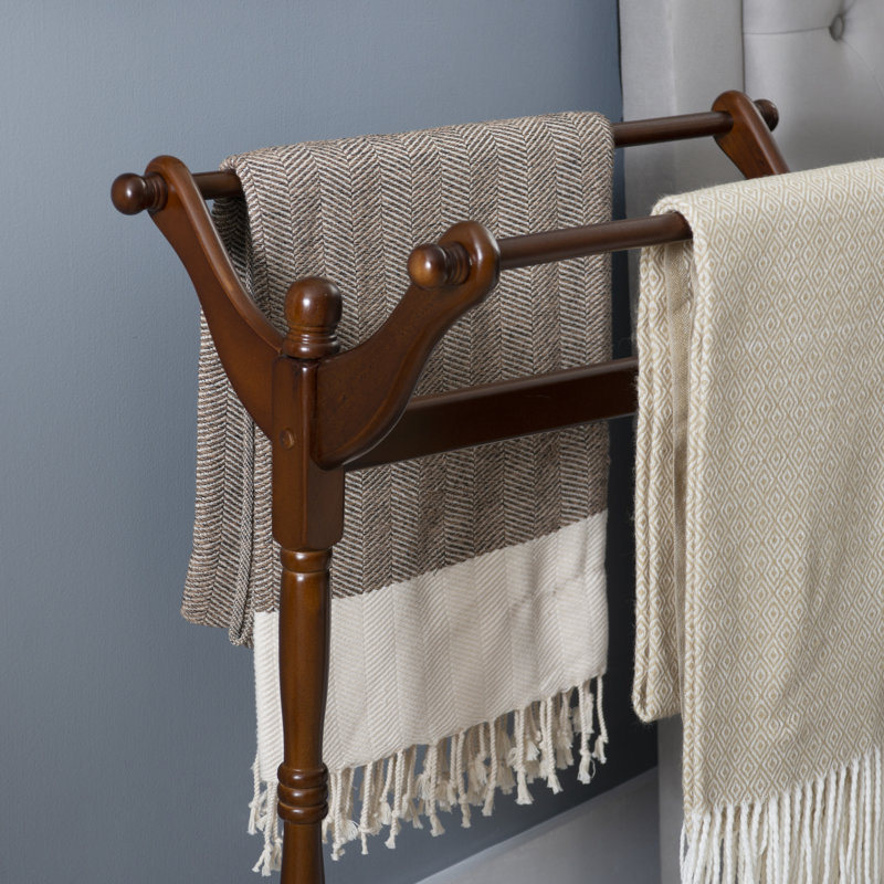 Swindell Solid Wood Quilt Rack, Cherry Brown