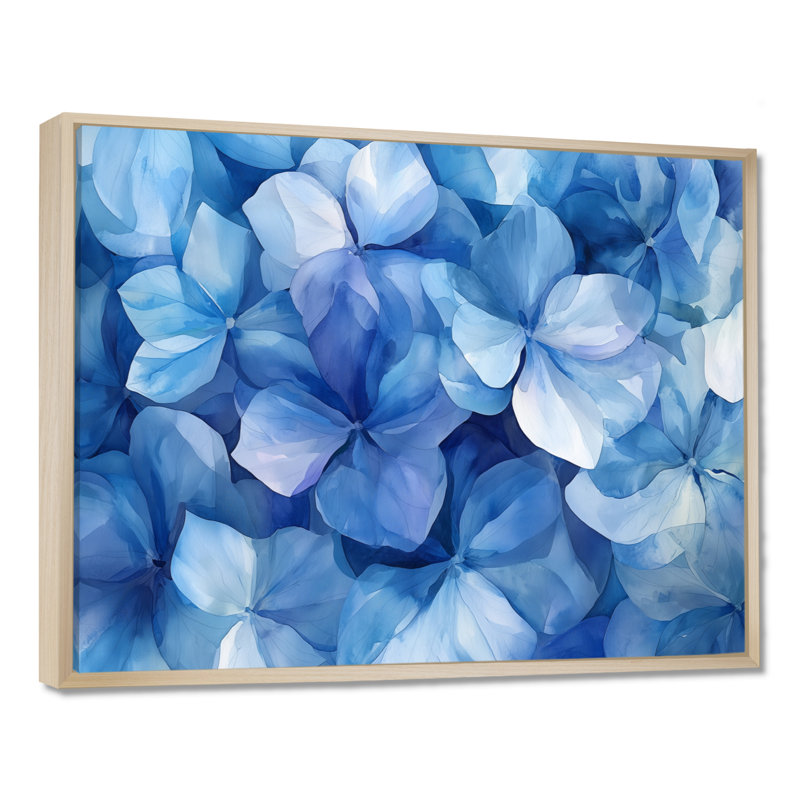 Ilhaam Hydrangea As Brush Strokes II - Hydrangea Wall Art, Floater Framed Print, 16" H x 32" W, Cream