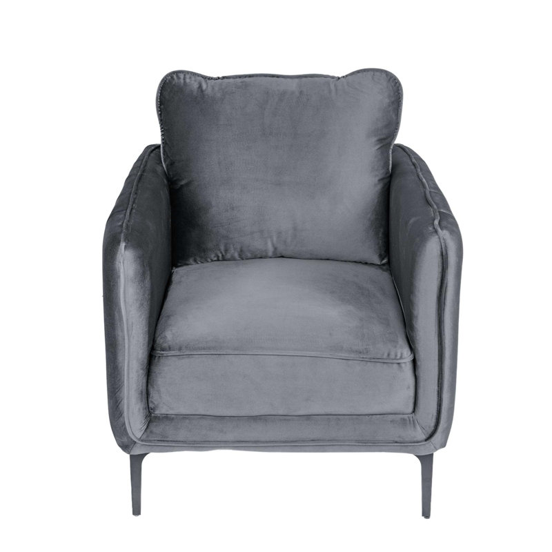 Élégante chaise d'appoint rembourrée avec pieds en métal, Gris