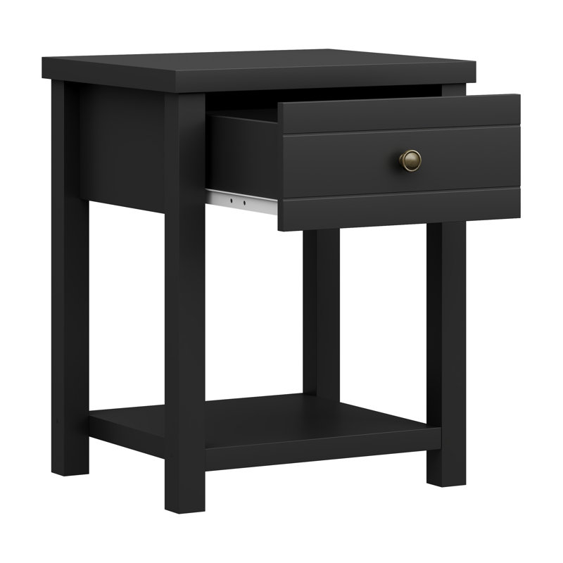 Kiara 18.5" W 1-Drawer Nightstand, Black