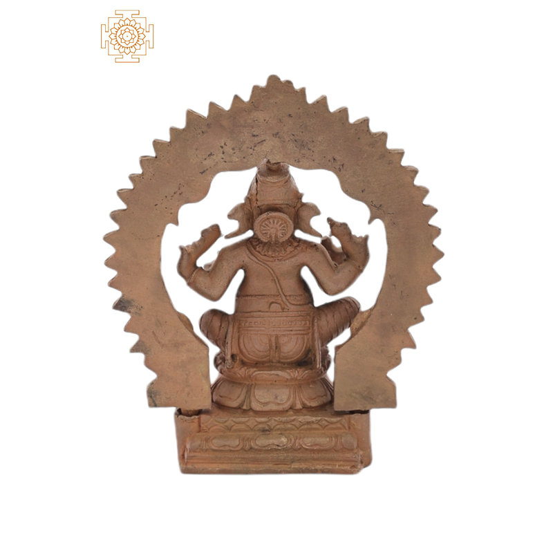 4" Small Bhagawan Ganesha with Kirtimukha Prabhavali - Handmade Panchaloha Bronze, Madhuchista Vidhana Lost-Wax from Swamimalai