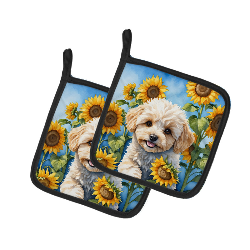Caroline's Treasures In Sunflowers Floral Polyester Potholder Set