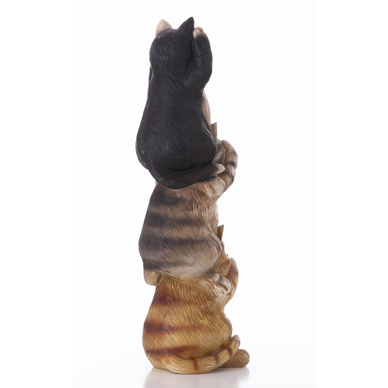 Textured Polyresin Stacking Cats Statue for Outdoor Decor