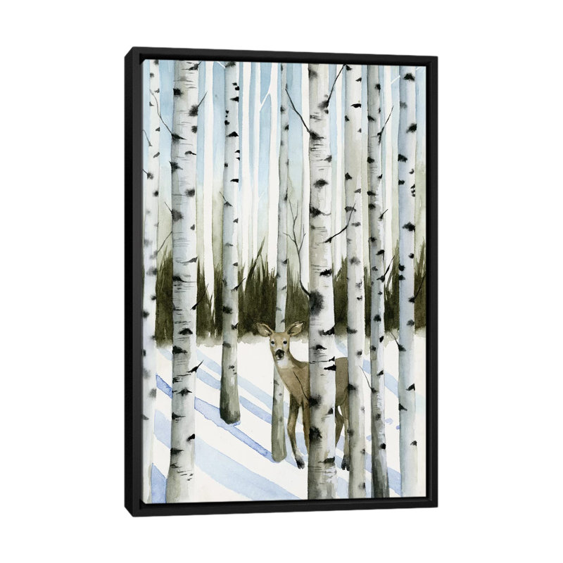 «Deer in Snowfall II» par Grace Popp - reproduction d'art sur toile tendue avec châssis, H 26 po x l 18 po x P 1,5 po