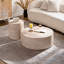 Table basse ronde de 31,5 po avec motif Mars pour le salon, table basse tambour moderne pour le salon, sans assemblage (motif Mars)
