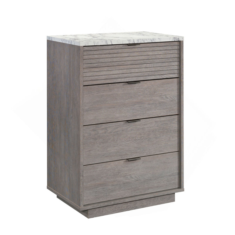 Commode 4 tiroirs, finition brune