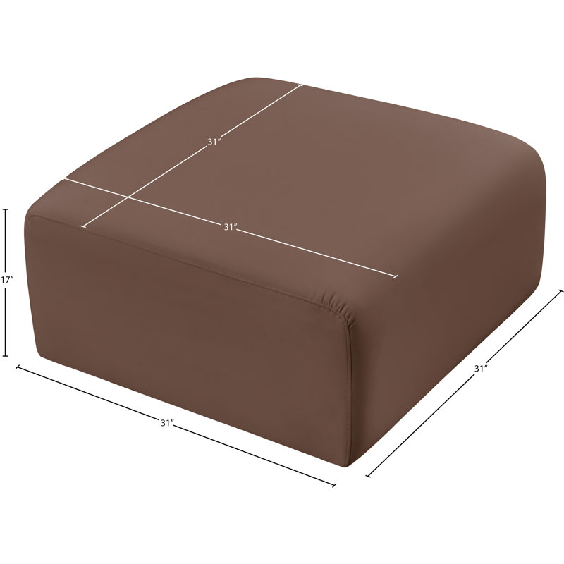 Hristea Upholstered Ottoman, Brown Vegan Leather