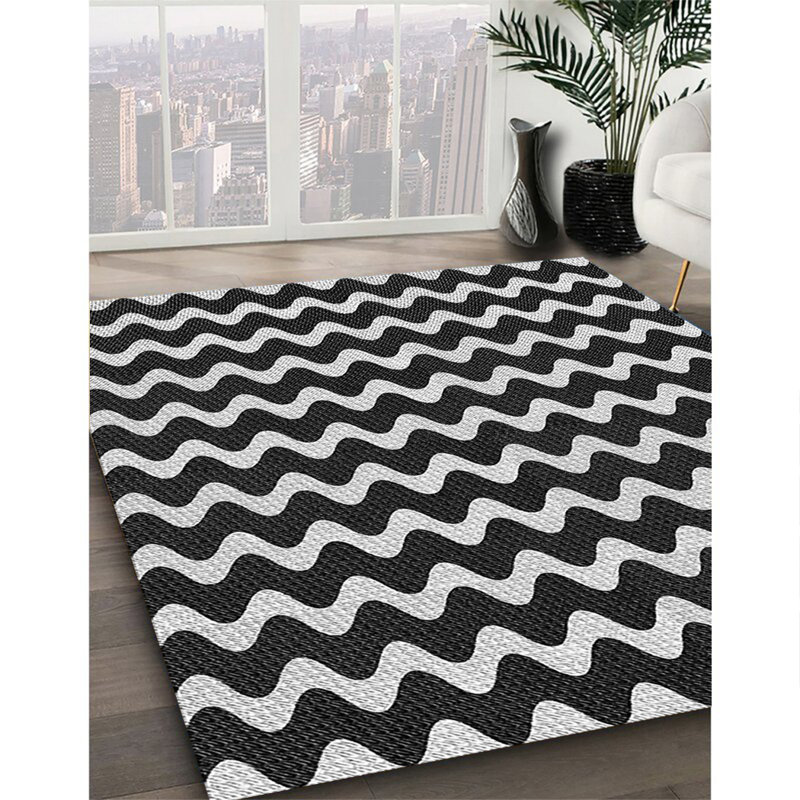 Tapis gris tissé à la machine, Carré 6 pi