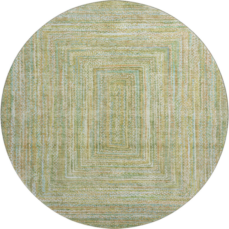 Premium Machine Washable Lubbers AMF1726 Geometric Rug, Round 8'