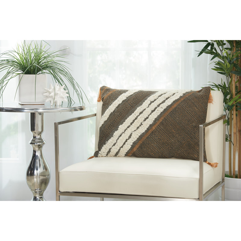  Housse de coussin rectangulaire et insert, Marron, 16 po x 24 po