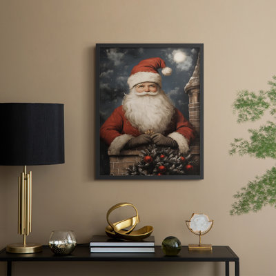 «Christmas Holiday Art», série 2, reproduction d'art encadrée - bois massif