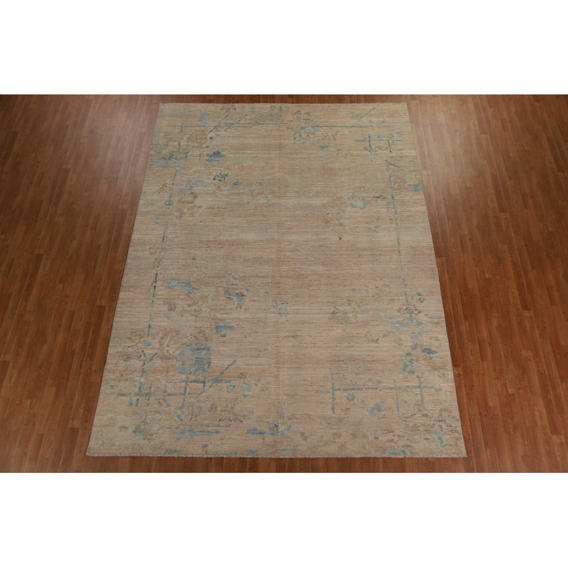 Tapis oriental Oushak à teinture végétale noué à la main 9 x 12
