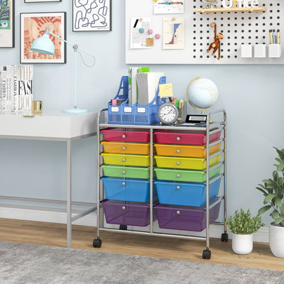  Bureau avec chariot à roulettes et 12 tiroirs de rangement