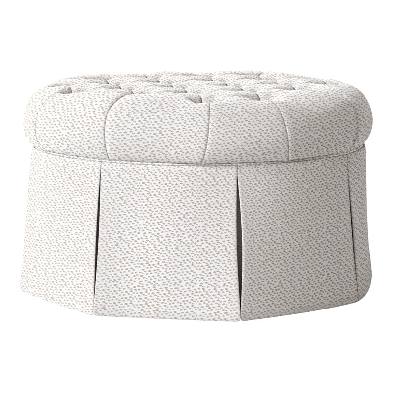 Repose-pieds cocktail capitonné rond 35 po Alma, Perigold Elements - sable blanc