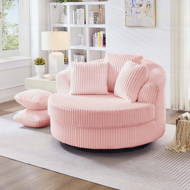 Chaise longue moderne avec 5 coussins amovibles pour le salon et la chambre à coucher, Rose