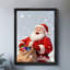 Reproduction d'art encadré noir, père Noël rétro «Happy with you»-1324893888