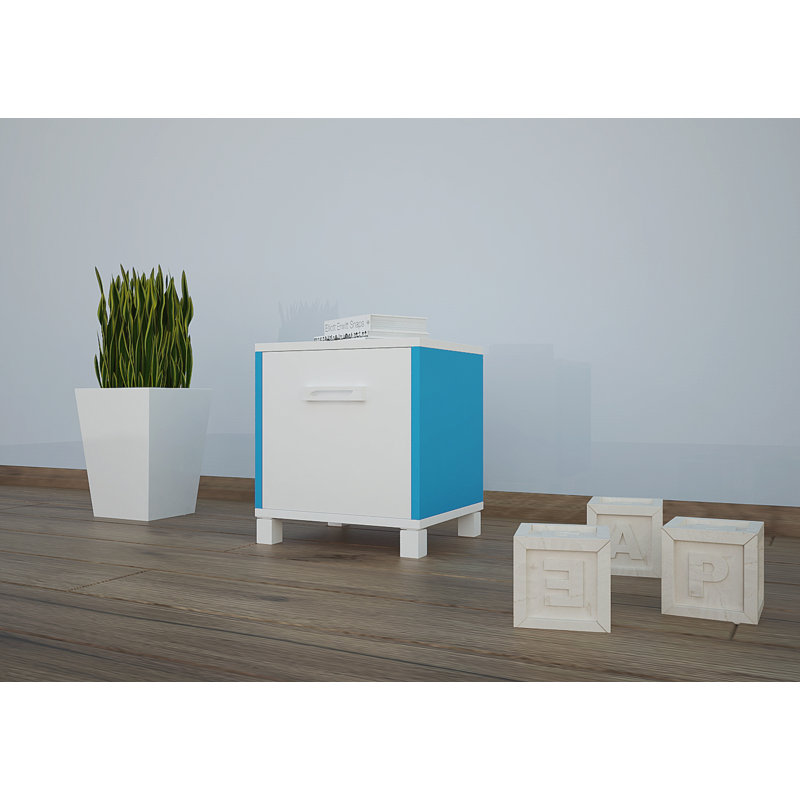 Whipe Nightstand, White/Blue