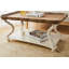 Table basse rustique COZAYH avec plateau supérieur et tablette de rangement, naturel / blanc-1195789554