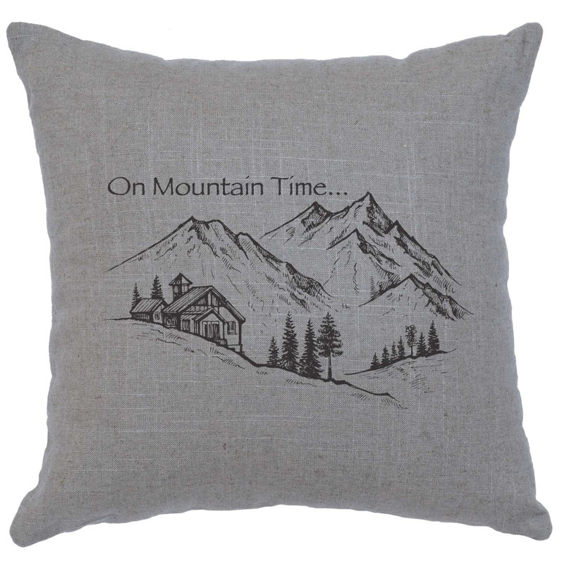 Coussin Wooded River Image - Mountain Time - Linen Straw, Paille