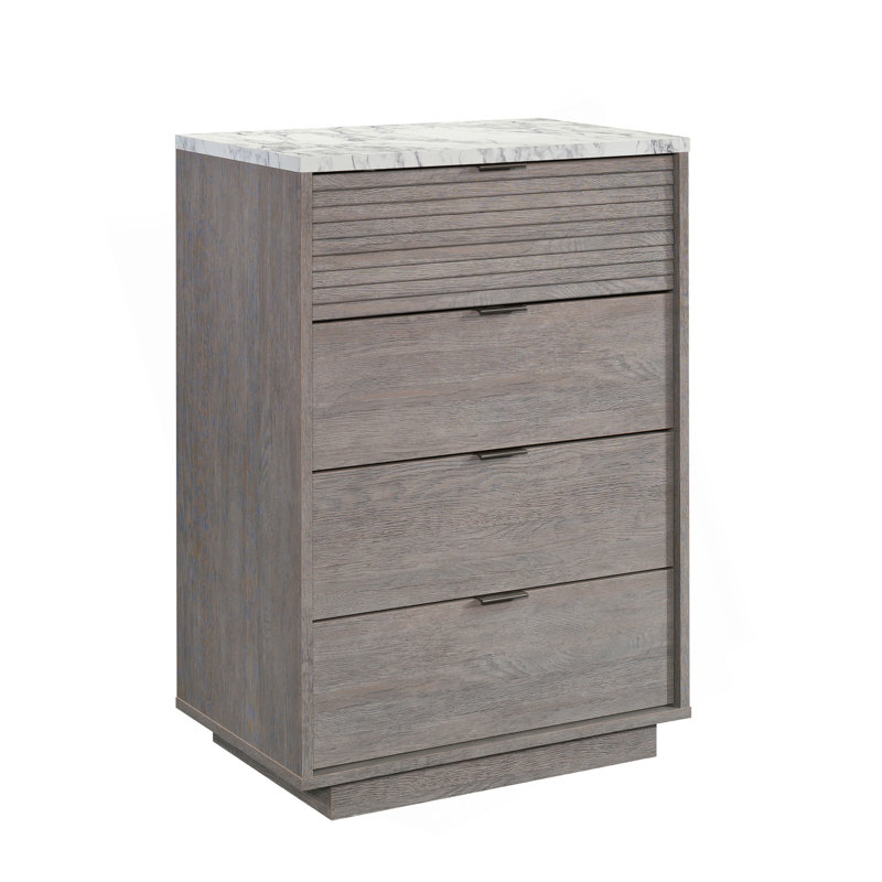 Commode 4 tiroirs, finition brune