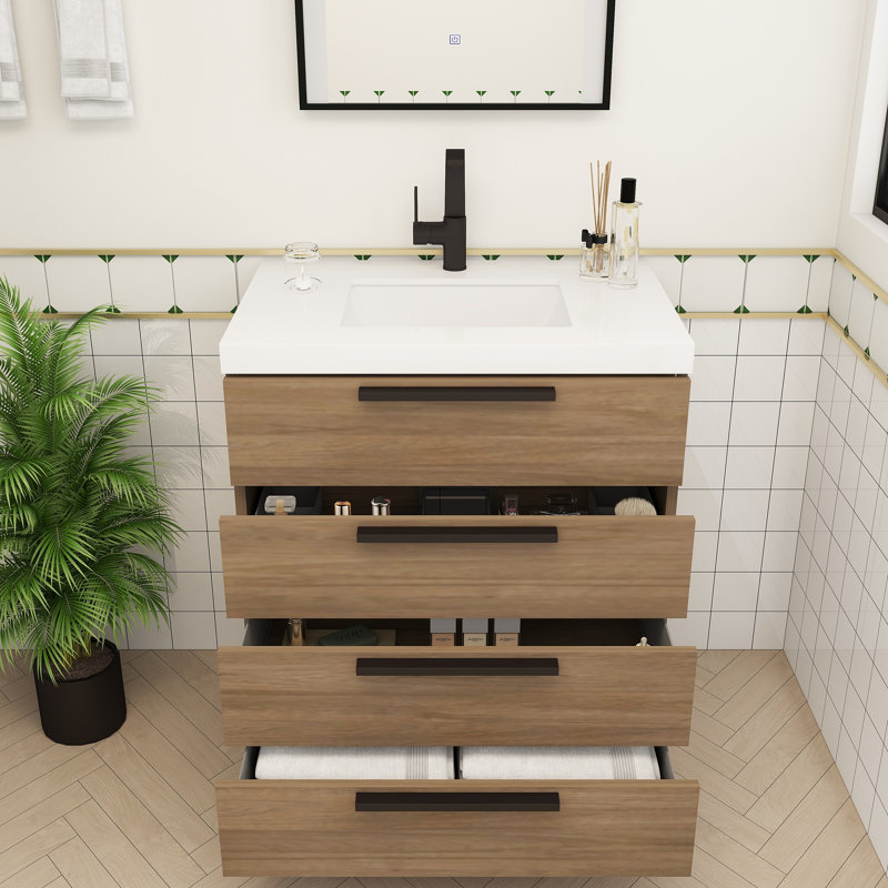 Meuble-lavabo autoportant Carla, 30", Chêne français foncé