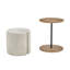 Table d'appoint ronde en placage de chêne avec repose-pieds dissimulé en tissu Teddy, table de bout de 17,3 po de diamètre avec siège escamotable, mobilier d'appoint peu encombrant pour le salon et la chambre à coucher