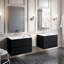 Linear 30 In. W X 21 In. D X 21.5 In. H Bath Vanity In Black Gloss With Solid Surface Countertop-1435965959