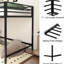 Lit mezzanine simple junior en noir - plus de rangement et chambre de confort pour la construction en métal avec garde-corps, bruit, facile, aucun sommier requis