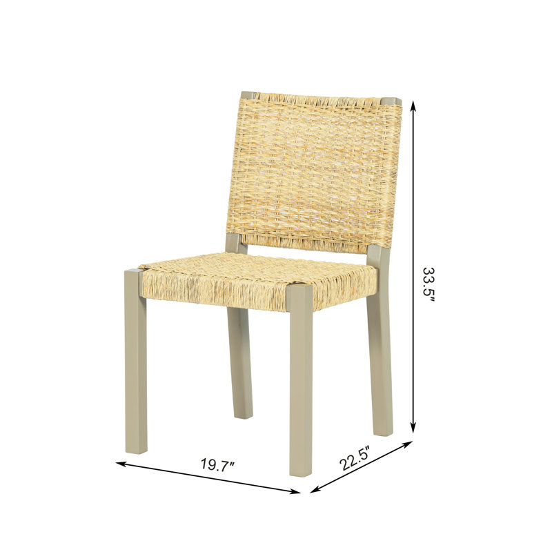Ensemble de table de salle à manger extensible 4 personnes avec chaises en rotin Hadrian