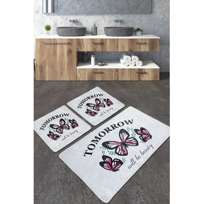 Ensemble de tapis de bain luxueux (3 pièces), en polyester doux, 23,6 po x 39,4 po (1 pièce) et 19,7 po x 23,6 po (2 pièces) | Antibactérien, antidérapant, 20,5 oz / pied carré | Lavable à la machine et durable, parfait pour les salles de bain élégantes