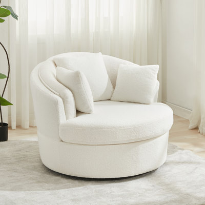 43.3" W Oversized Upholstered Swivel Barrel Chair