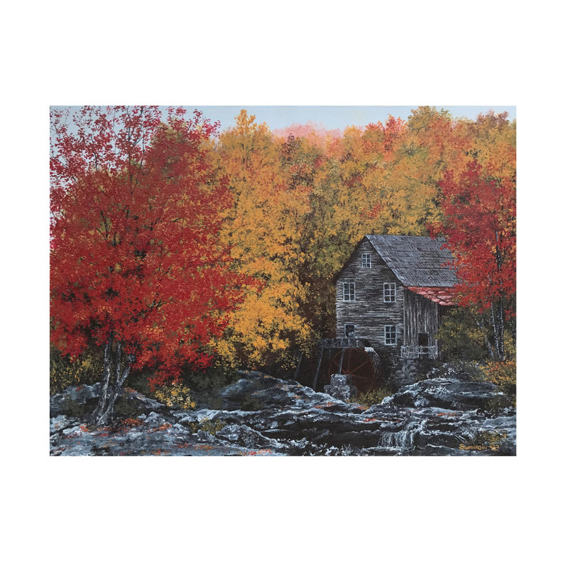 Art mural sur toile tendue - David Swanagin «Creekside Mill», art mural pour salon, chambre à coucher ou bureau - 14 x 19