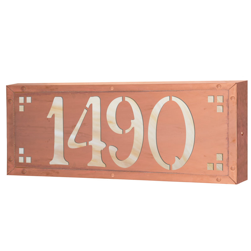 Plaque d'adresse murale personnalisable 12 V pour 4 numéros, Vieux sou / miel