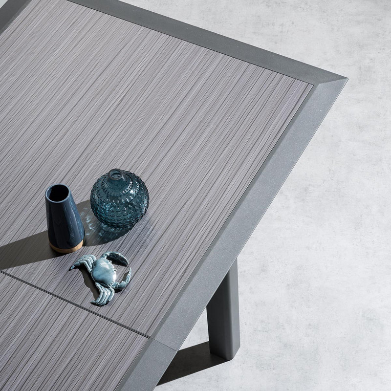 Kalem Rectangular Wood Metal Extendable Outdoor Dining Table , 216cm cm W 115cm cm D