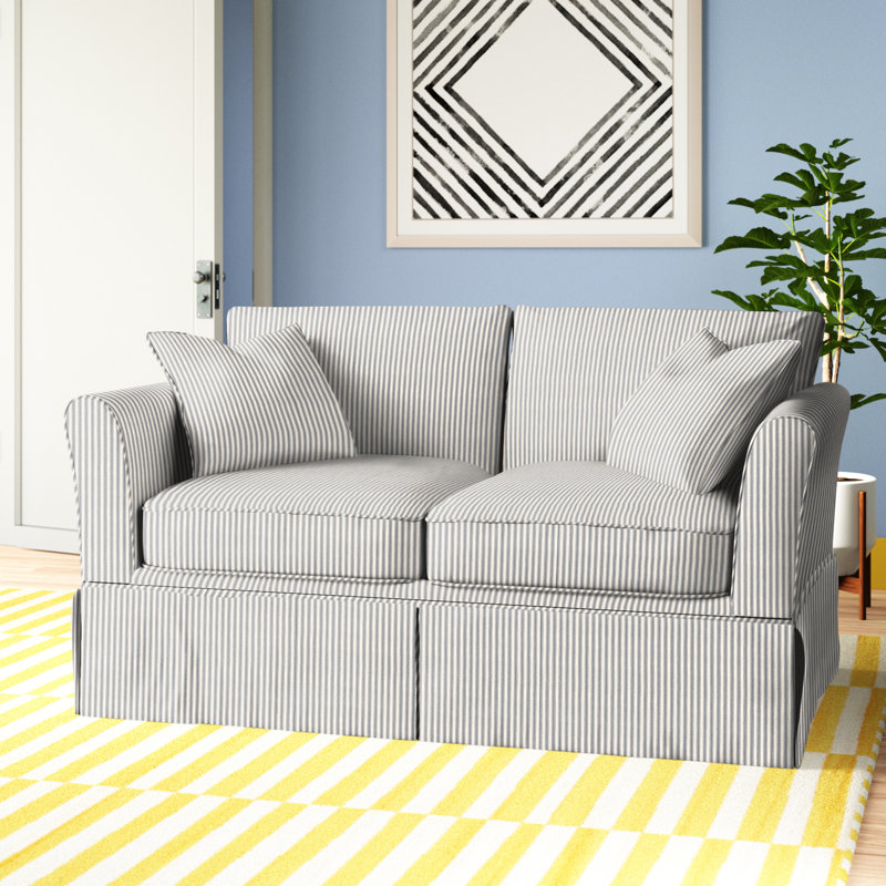 Shelby Upholstered 60'' Sofa, Cruise Gray Striped