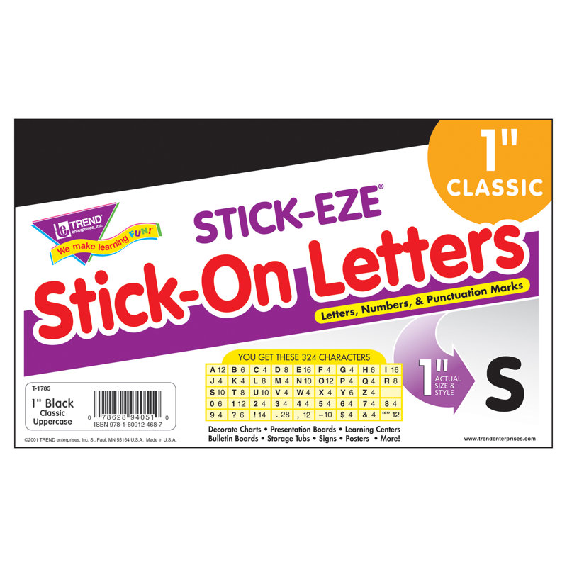 Lettres autocollantes noires de 1 po Stick-Eze®