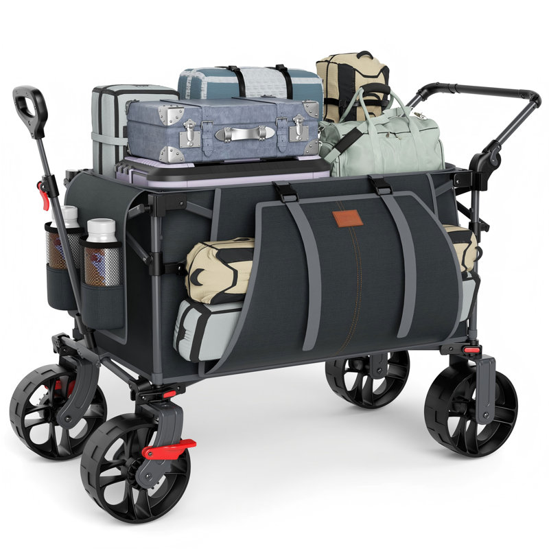 Wagon-poussoir pliant avec freins, paquet de 1 (gris), Gris