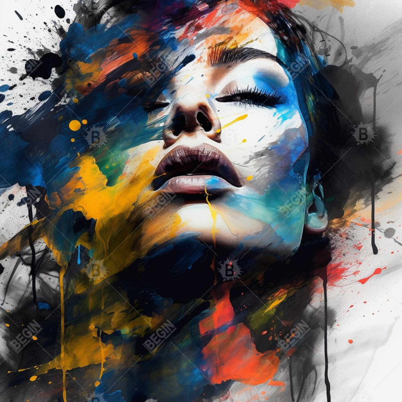 Painted Beauty - Blue Figurative Canvas for Home Decor