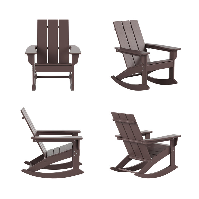 Chaise berçante d'extérieur en plastique Joubert, Brun foncé